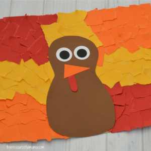 This Torn Paper Turkey Craft is a great Thanksgiving craft that uses basic craft supplies of paper and glue while working on fine motor skills.