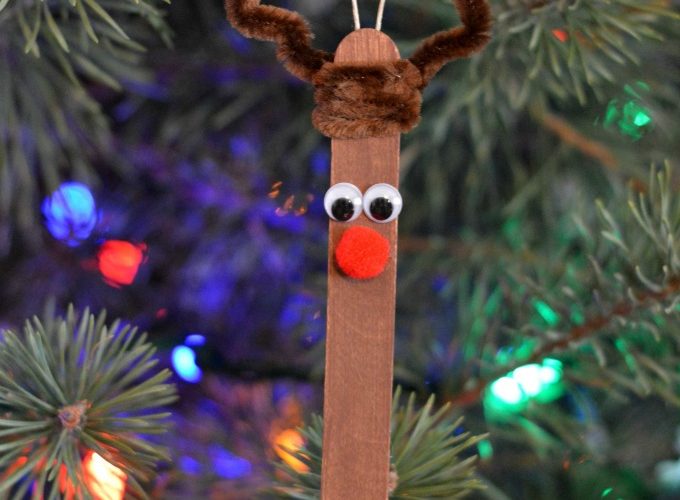 This Craft Stick Reindeer Ornament is a cute and easy Rudolph inspired ornament kids can make to hang on the Christmas tree.