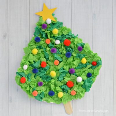 Crepe Paper Christmas Tree Craft for Kids