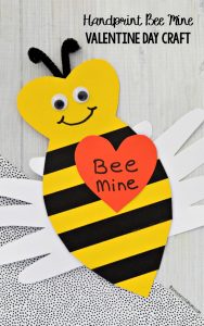 This adorable Handprint Bee Mine Valentine Day Craft makes a cute kid made craft, card and keepsake for Valentine's Day.