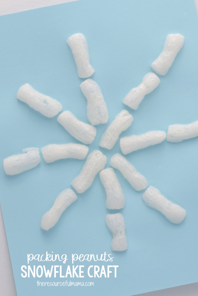Save your packing peanuts for a low cost, easy snowflake craft your kids can make this winter.