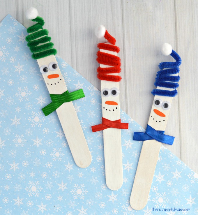 Craft Stick Snowman Craft - The Resourceful Mama