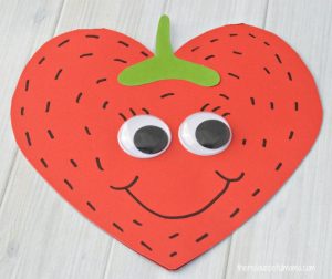 This Strawberry Valentine Day Card is a super sweet card kids can make this Valentine's Day for family, teachers, or friends.