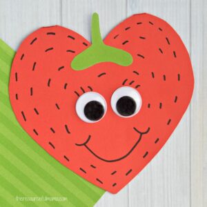 This Strawberry Valentine Day Card is a super sweet card kids can make this Valentine's Day for family, teachers, or friends.