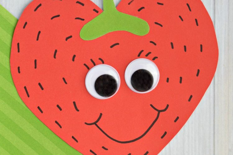 This Strawberry Valentine Day Card is a super sweet card kids can make this Valentine's Day for family, teachers, or friends.