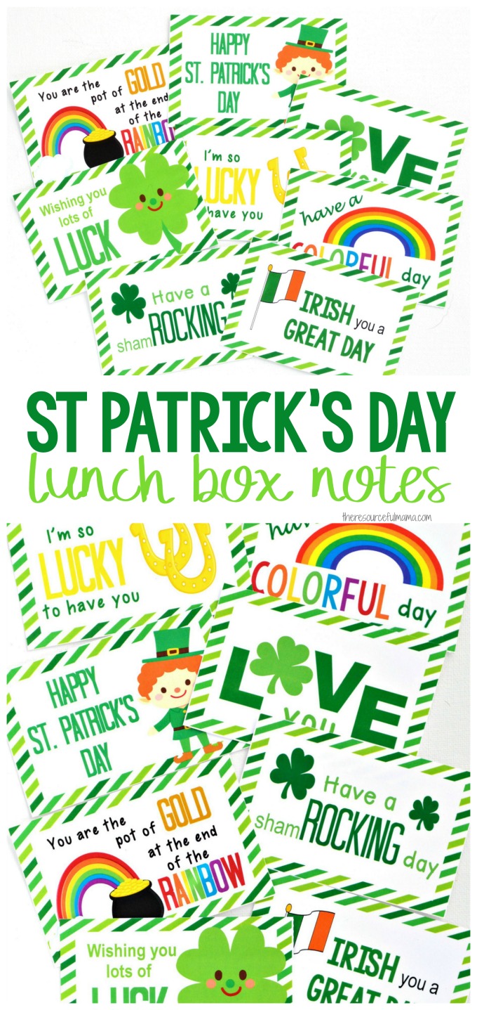 These St. Patrick's Day Lunch Box Notes add a fun little surprise to your child's lunch. They are sure to brighten up their day and put a smile on their face. 