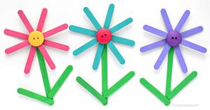 Turn craft sticks into a bright and colorful Popsicle Sticks Flower Craft kids will enjoy making both spring and summer.