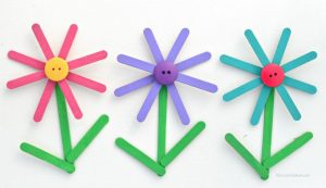 Turn craft sticks into a bright and colorful Popsicle Sticks Flower Craft kids will enjoy making both spring and summer.