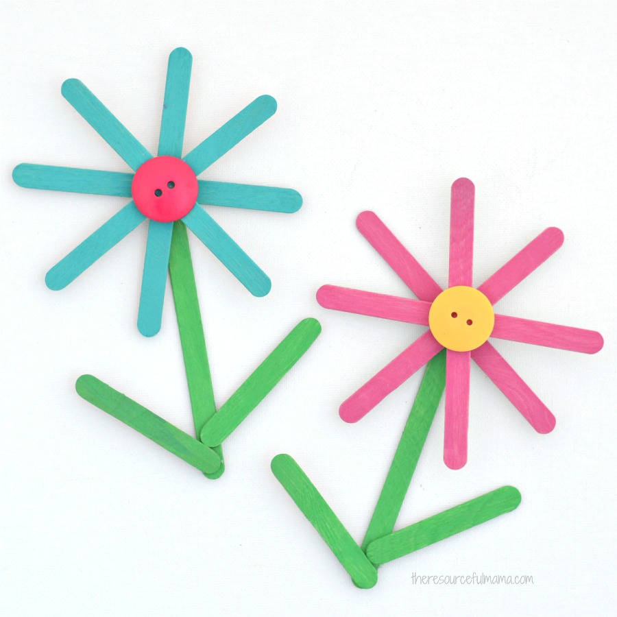 Popsicle Sticks Flower Craft for Kids - The Resourceful Mama