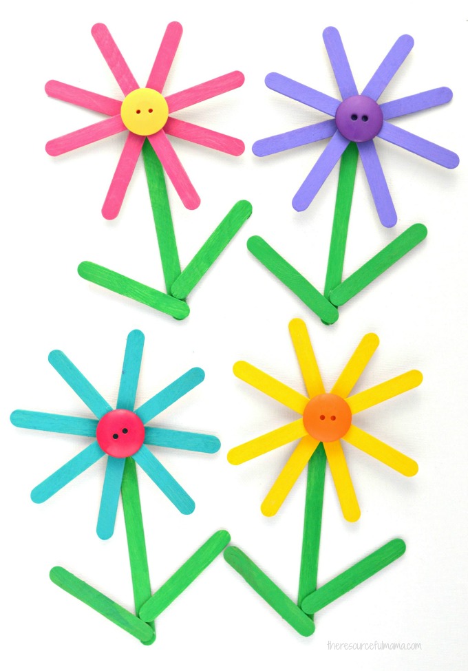 Popsicle Sticks Flower Craft for Kids - The Resourceful Mama