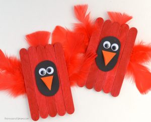 Transform craft sticks into a cardinal craft for kids. 