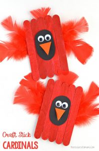 Transform craft sticks into a cardinal craft for kids. 