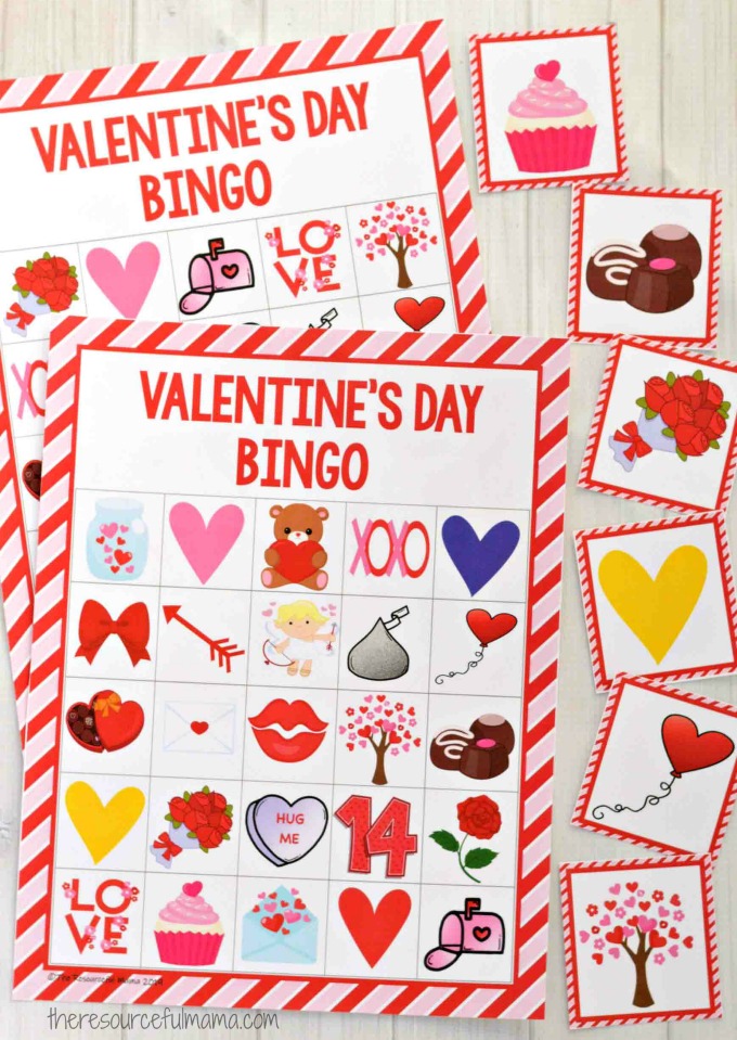 This Valentine's Day Bingo makes a  great game for your Valentine's Day parties or fun family night activity.  It's super inexpensive and quick and easy to put together. 