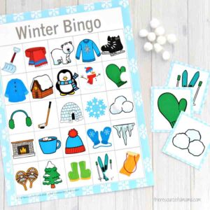 This printable winter bingo is a fun low cost, low prep activity that can be done at home when the kids are bored and stuck inside this winter or in the classroom. 