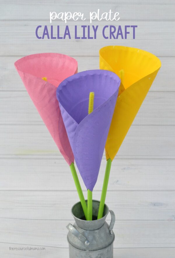 Paper Plate Calla Lily Flower Craft for Kids The Resourceful Mama