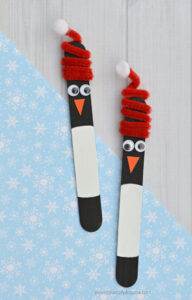 The pipe cleaner hat adds a fun whimsical hat to your penguin craft.